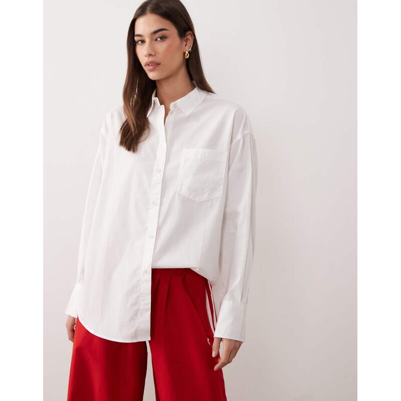 JJXX Jamie oversized poplin shirt in white 115520653