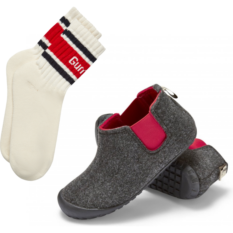Gumbies Set Boty Brumby Charcoal & Red + PONOŽKY
