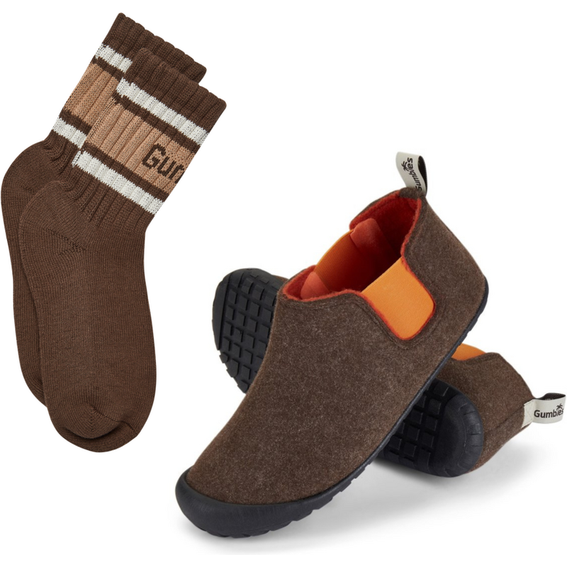 Gumbies Set Boty Brumby Chocolate & Orange + PONOŽKY