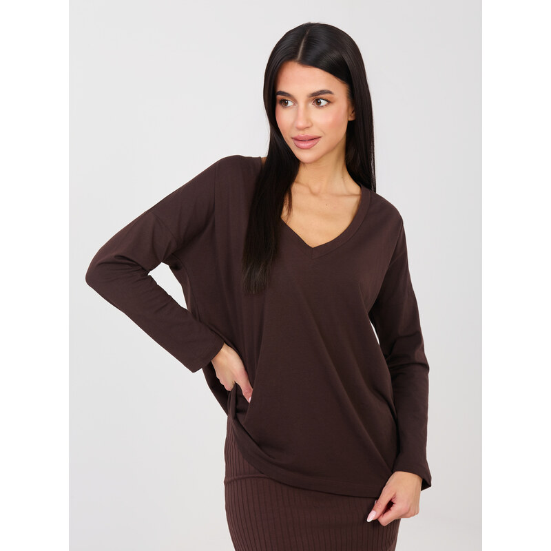 RUE PARIS Blouse-RV-BZ-A1092.47-dark brown