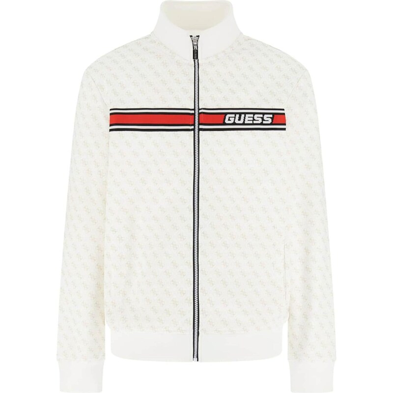 GUESS Sportovní mikina béžová / šedá / červená / offwhite