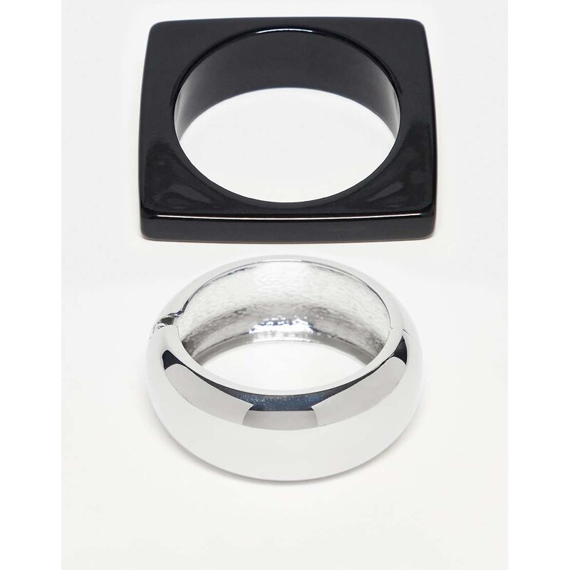 ASOS DESIGN pack of 2 resin bangles with squared off design in 112239871