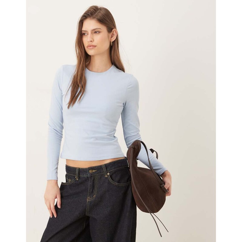 Abercrombie & Fitch long sleeve seamless baby tee in blue