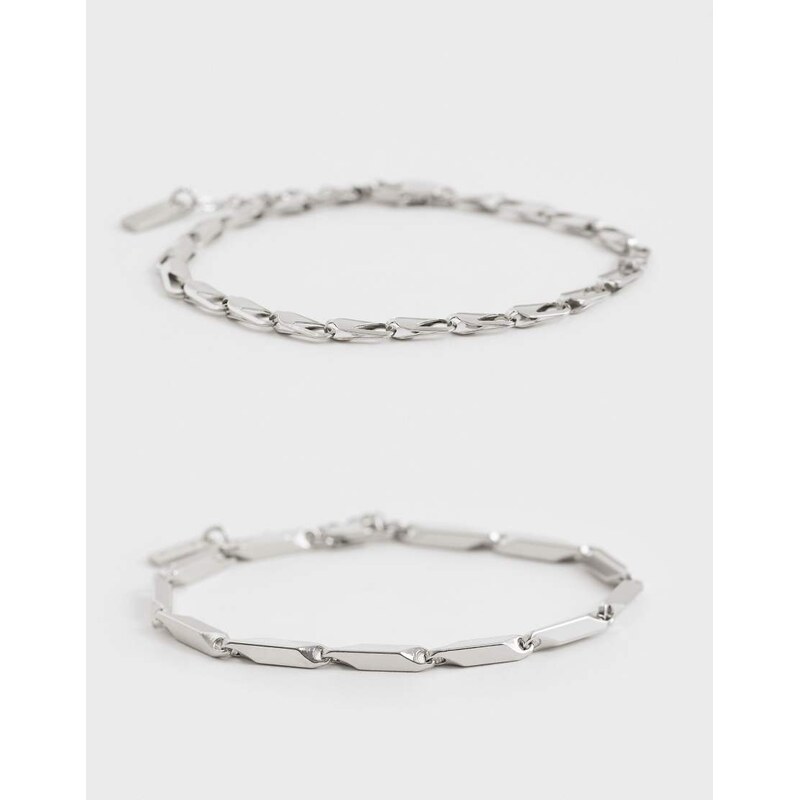 ASOS DESIGN 2 pack link chain bracelet in silver 112717515