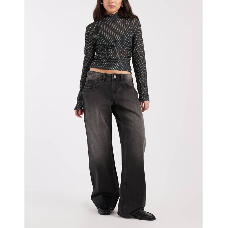Hollister low rise adjustable baggy jeans in black