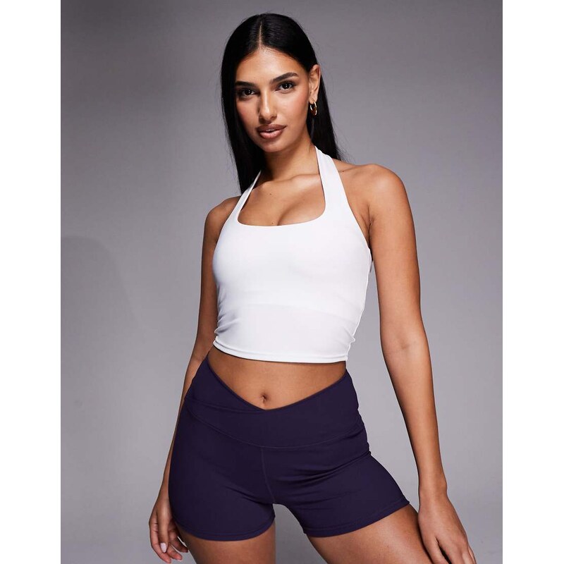 4505 active halter neck performance vest with inner bra in white 112478193