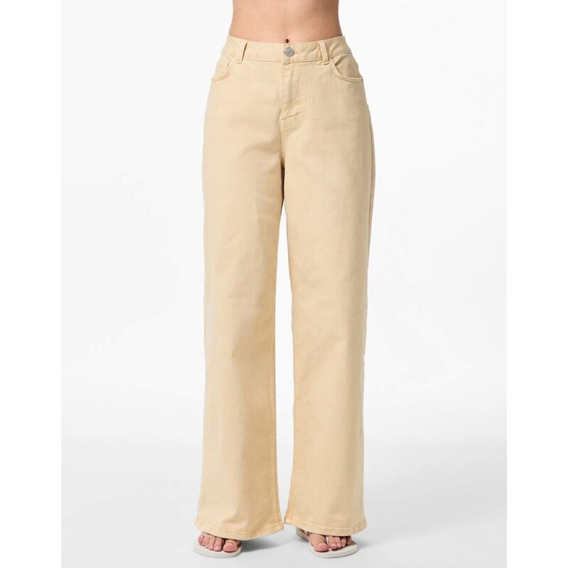 Pieces Wide fit jeans in sandshell-White 115499821