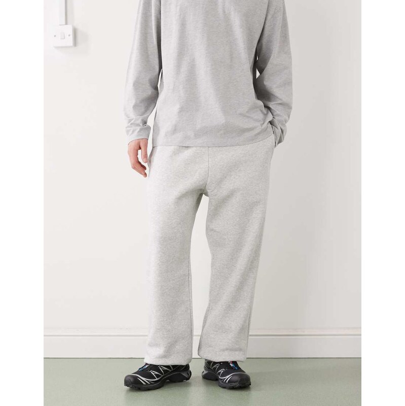 Weekday loose fit straight leg joggers in grey melange