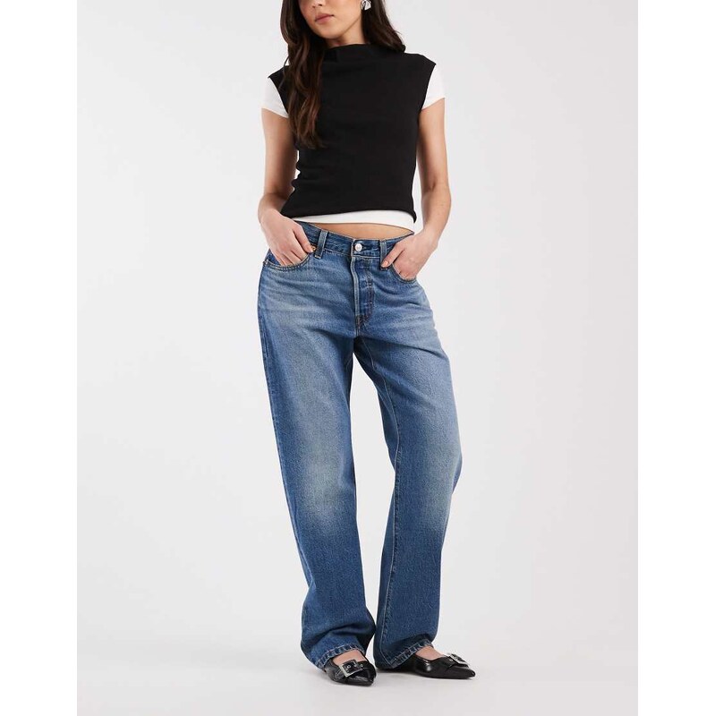 Levis 501 90s straight jeans in mid blue