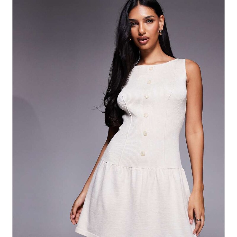 Kaiia exclusive wide neck sleeveless knitted button through