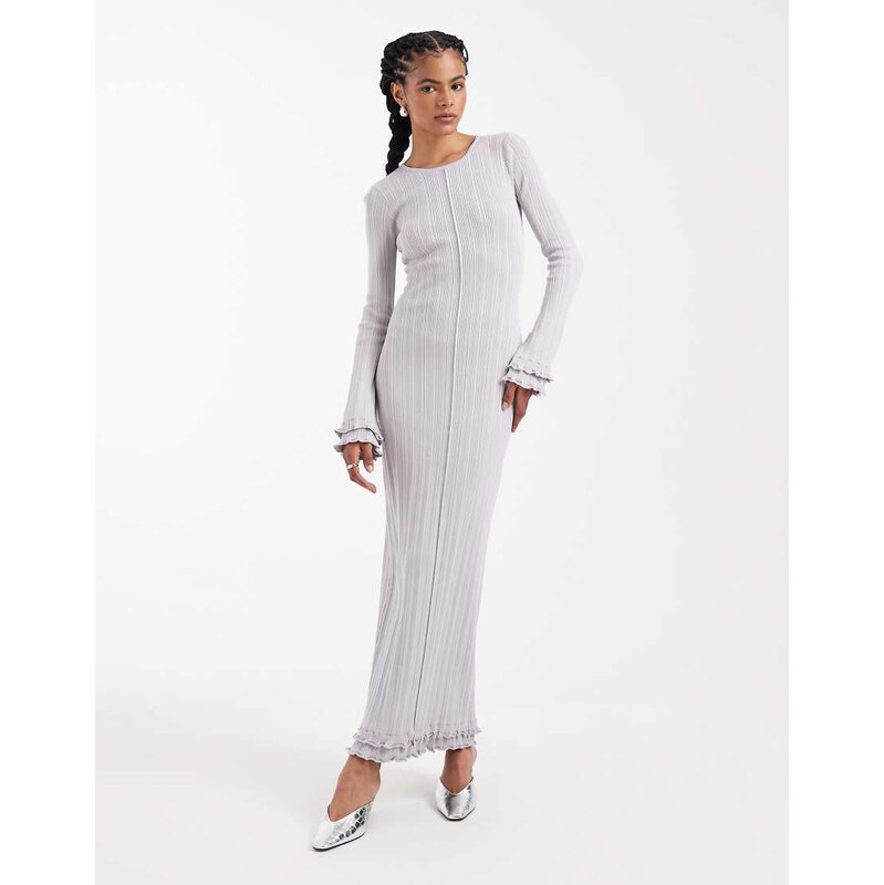 4th & Reckless ribbed knit lettuce edge hem long sleeve seam front 115184281