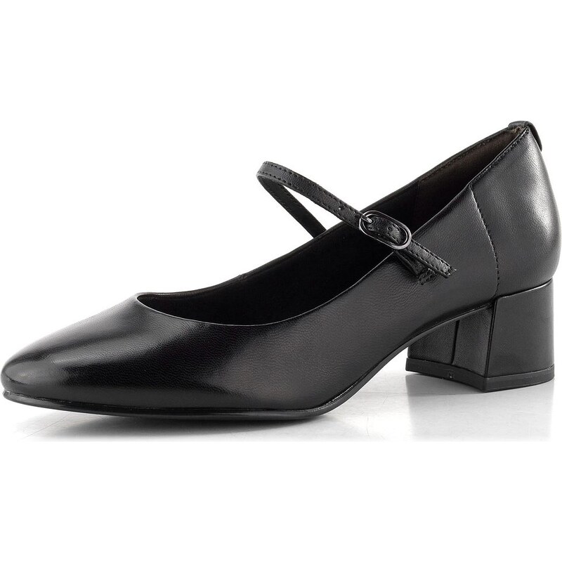 Tamaris lodičky se širokým podpatkem a páskem black leather 1