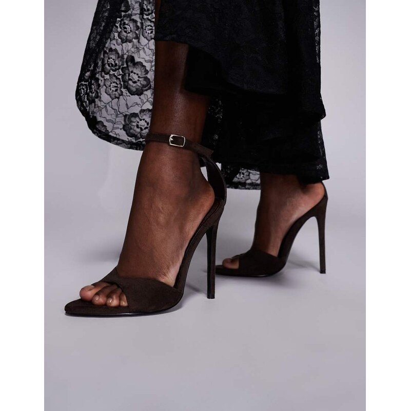 SIMMI Shoes Simmi London Eavie heeled sandals in chocolate suedette 115518884