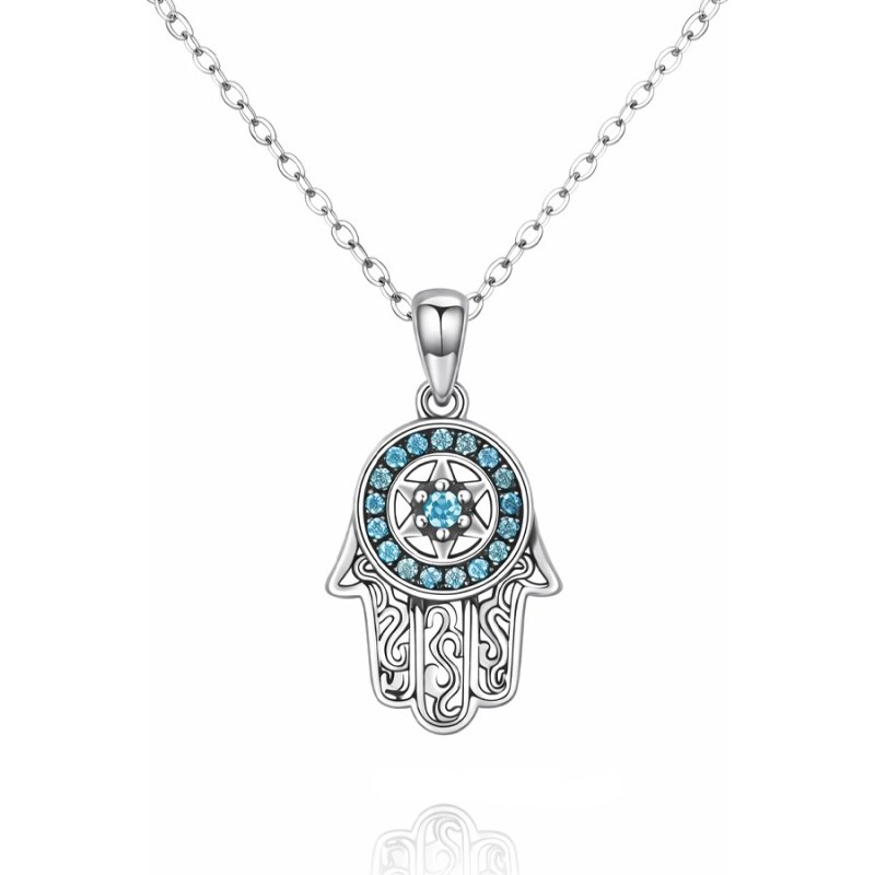 GRACE Silver Jewellery Stříbrný náhrdelník Hamsa - letní talisman, 112730062