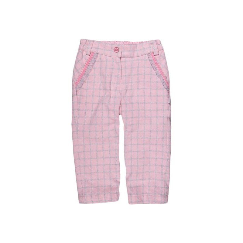 MMDadak Dívčí kostkované kalhoty - růžové