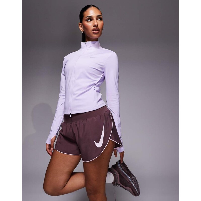 Nike Running Tempo Dri-FIT mid rise swoosh shorts in brown