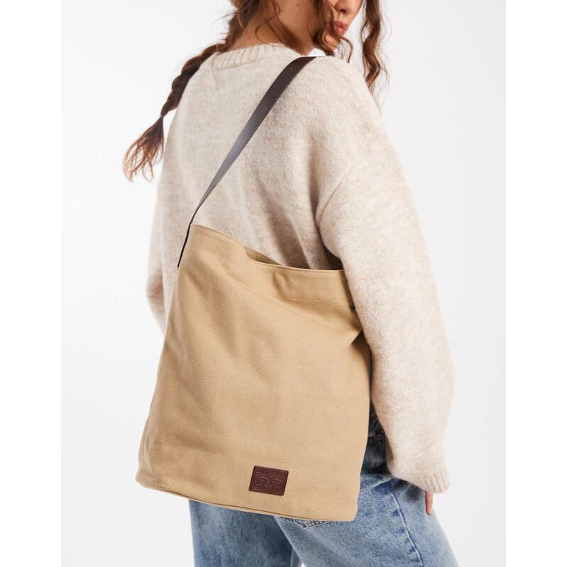Levis denim shoulder bucket bag in beige-Neutral
