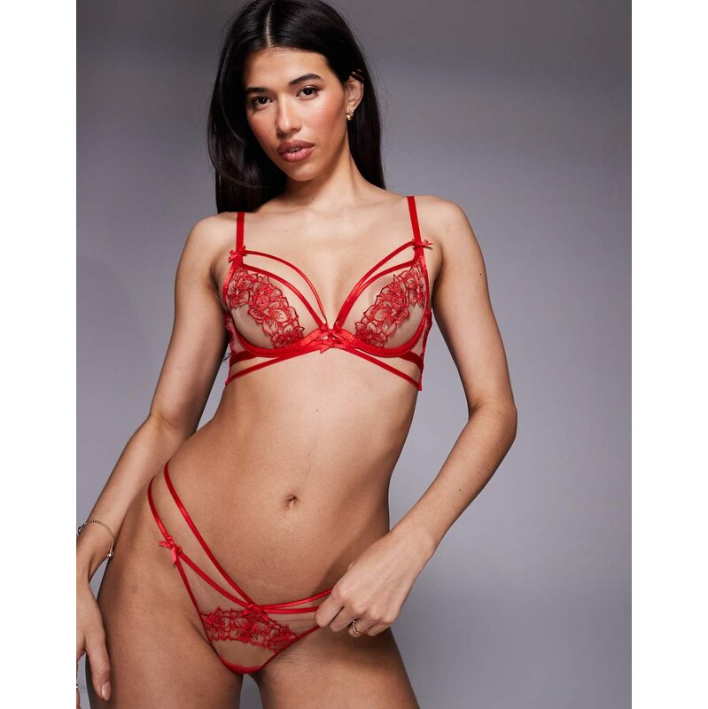 Ann Summers Valentines Floral Affair non padded plunge bra in red 112730578