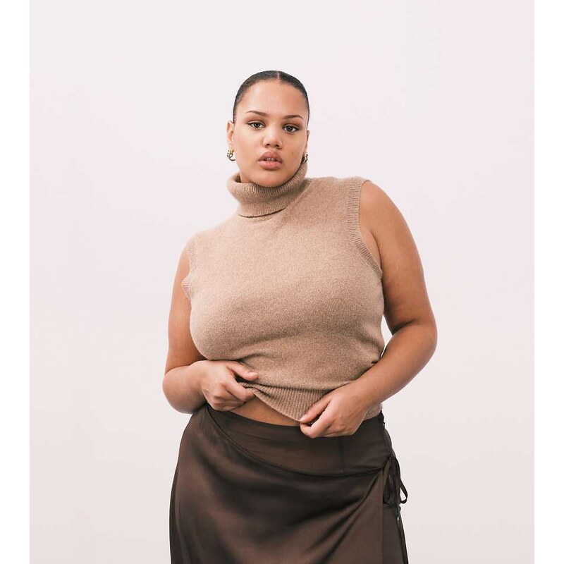 ASOS Curve ASOS DESIGN Curve midweight fitted high neck vest co ord in 115517041