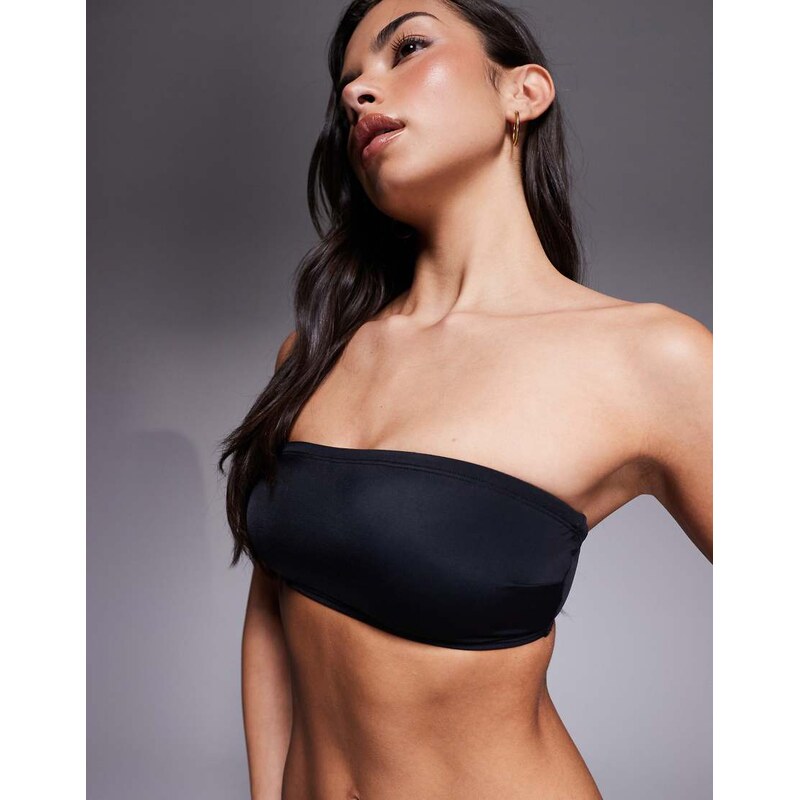 ASOS DESIGN Maya sleek bandeau bikini top in black 115519382