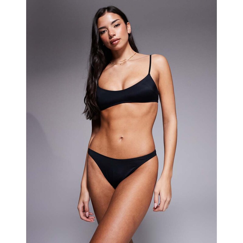 ASOS DESIGN Maya Florida high leg brazilian bikini bottom in black 115519377