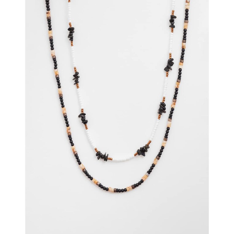 ASOS DESIGN 2 pack seedbead necklace in multi 115521822