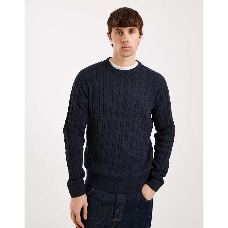 Threadbare knitted crew neck jumper in navy