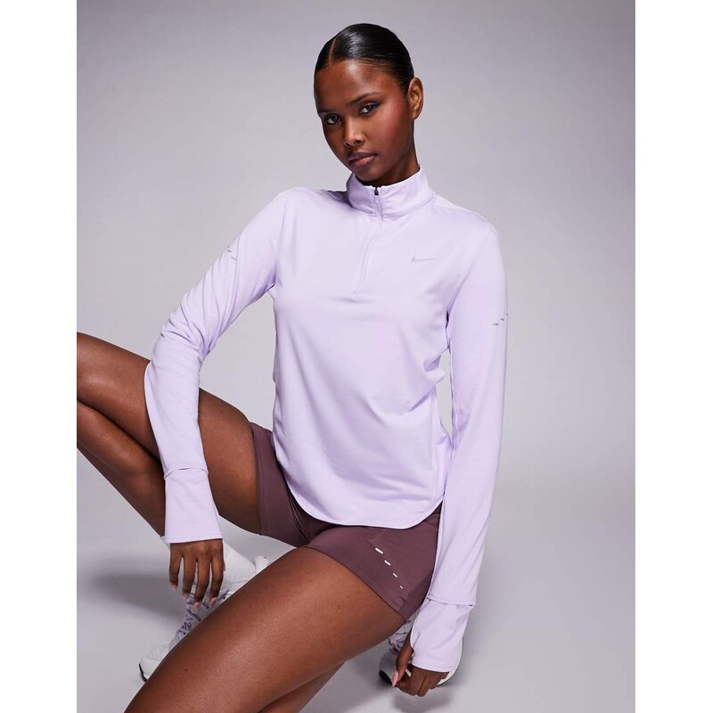 Nike Running Swift Dri-FIT half zip long sleeve top in purple