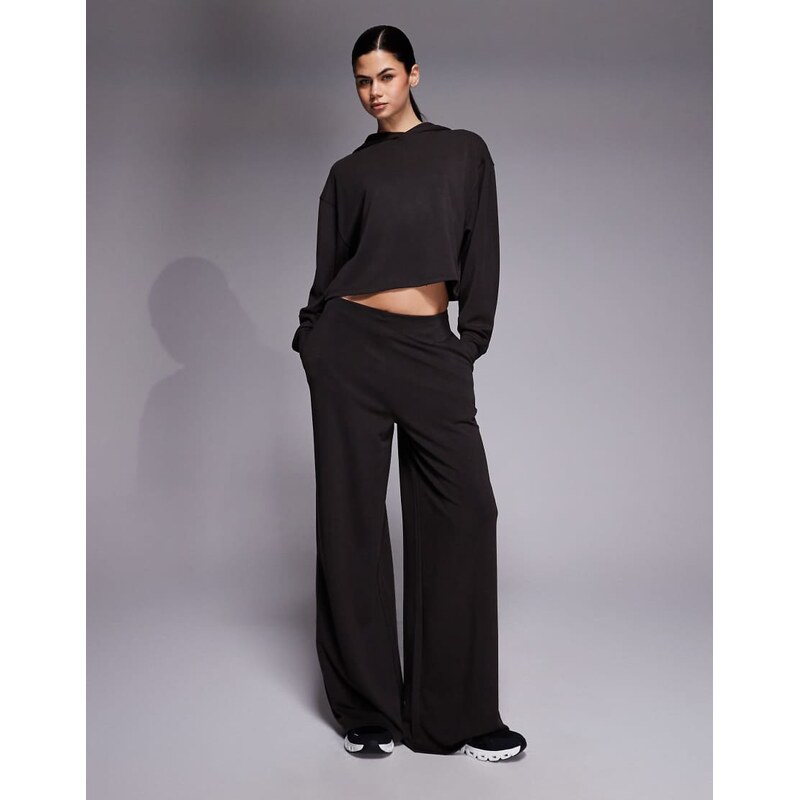 4505 modal blend ultra soft wide leg clean front dance pant in mocha 112730732