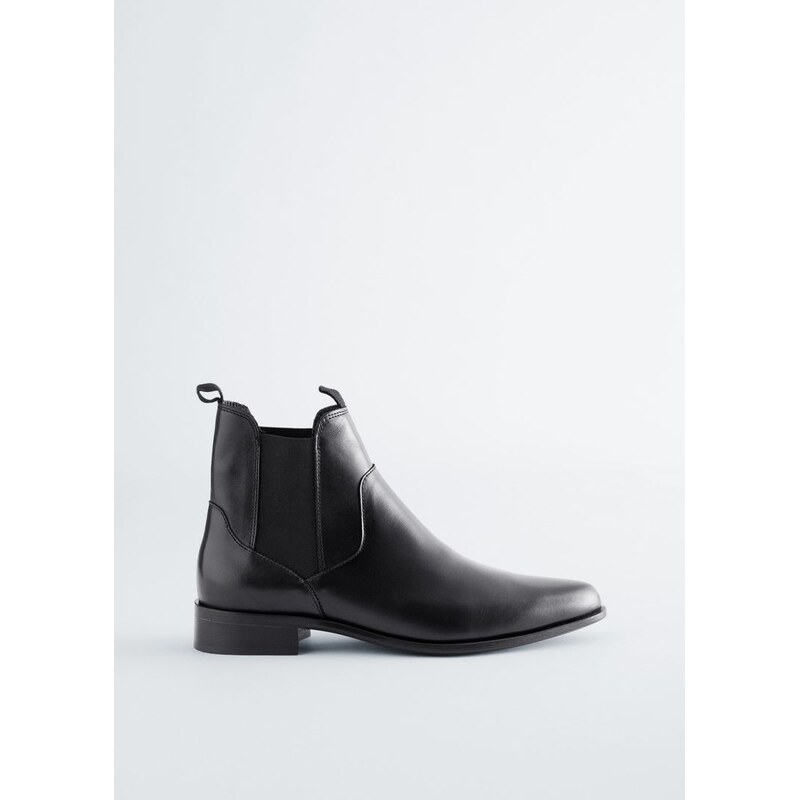 H&M - Kožené Chelsea boty se špičatou špičkou - černá 112730803