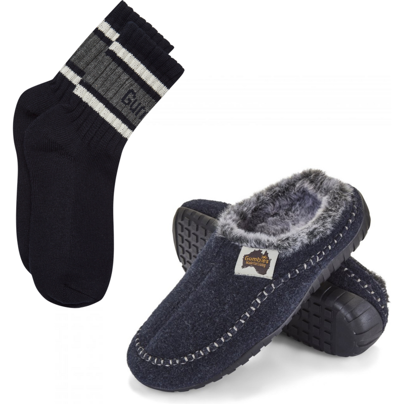 Gumbies Set Bačkory Ossa nízké Navy & Grey + PONOŽKY