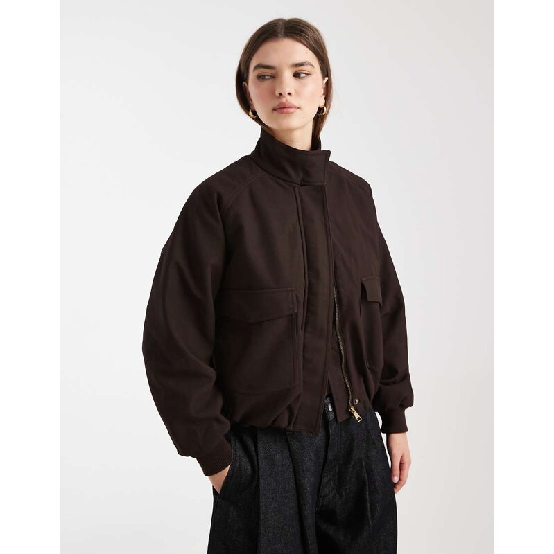 Cotton On clover bomber jacket in brown american oak