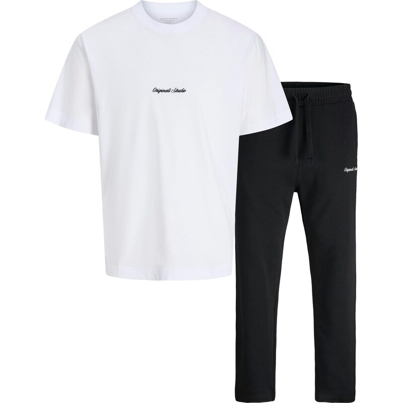 JACK & JONES Domácí oblečení JORNORREBRO černá / bílý melír