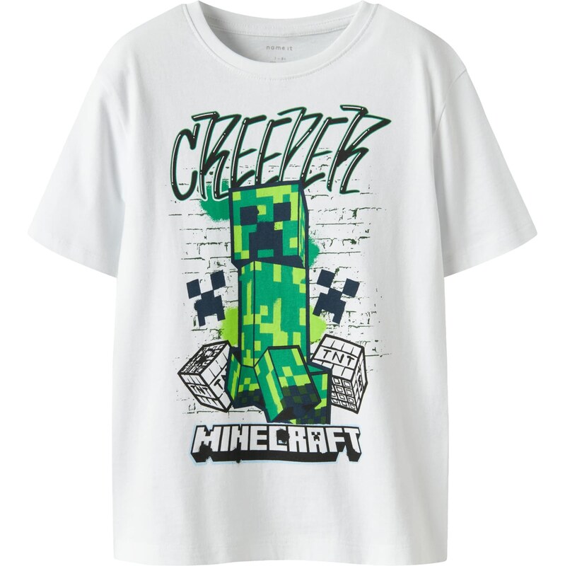NAME IT Tričko NKMDI MINECRAFT zelená / jablko / černá / bílá