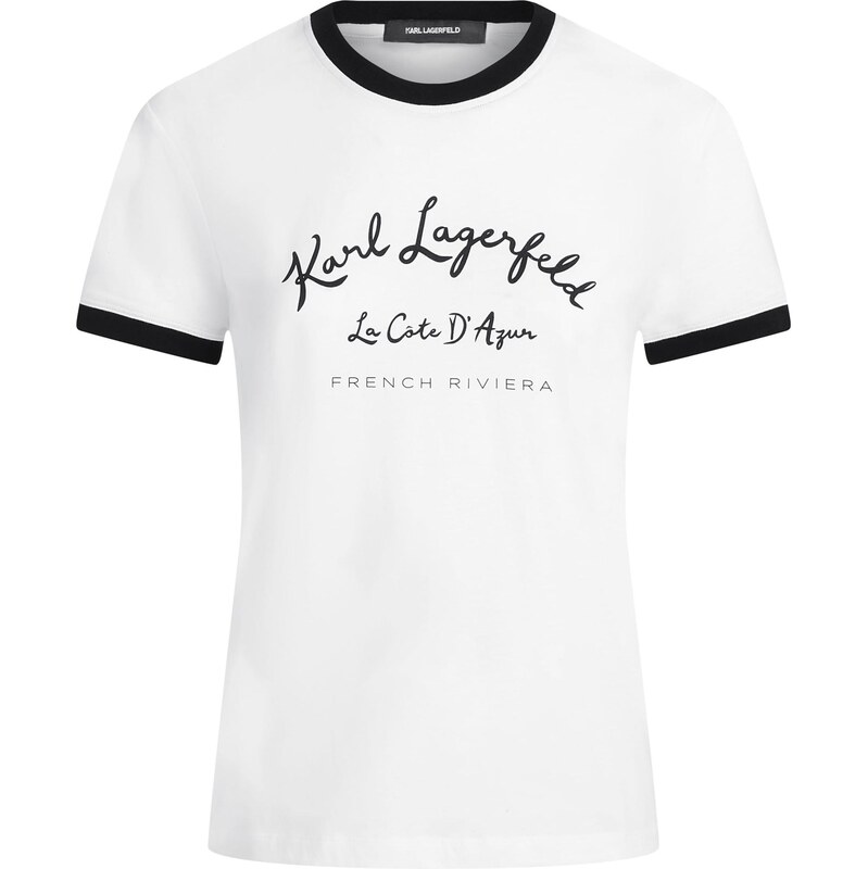 Karl Lagerfeld Tričko CÃ´te DAzur černá / bílá