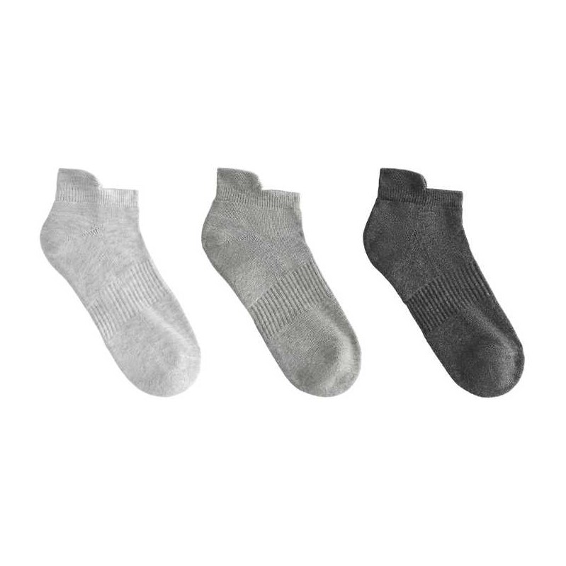 OYSHO 3 pairs of tab cotton blend sports sneaker socks in pale grey 112746616