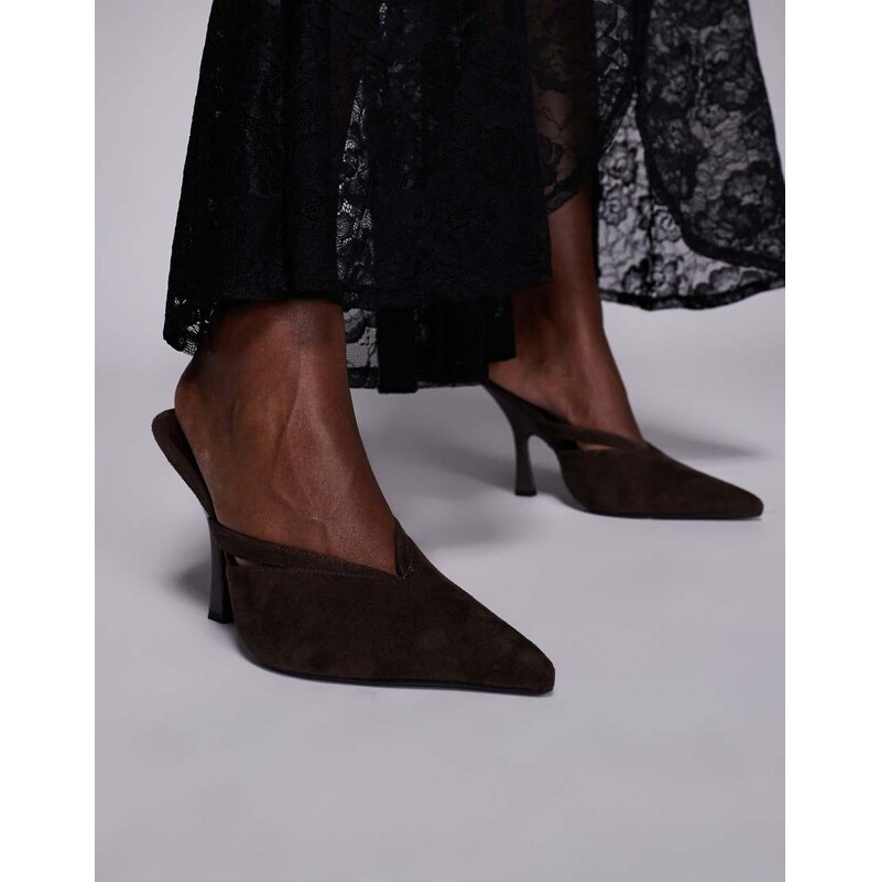 SIMMI Shoes Simmi London Syrio heeled mules in brown suedette 112879282