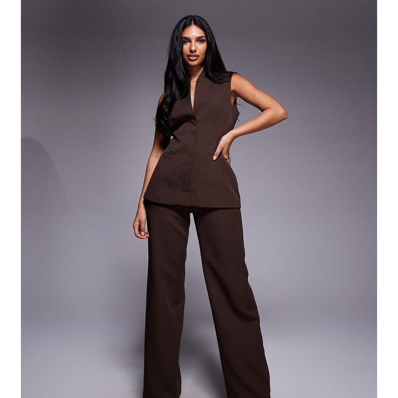 Kaiia exclusive tailored wide leg trousers co-ord in brown