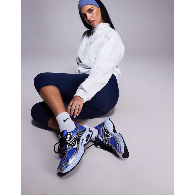 Nike Air Max Moto 2K trainers in blue and metallic silver