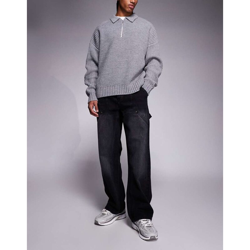 Courtside baggy carpenter jeans in washed black