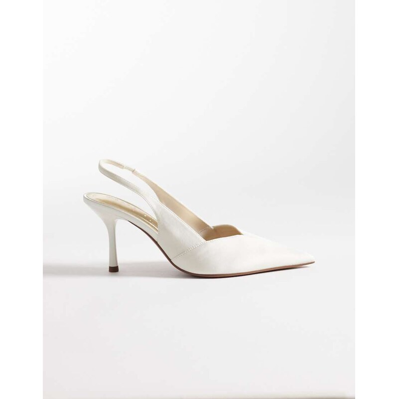 ASOS DESIGN Sabrina slingback stiletto heels in ivory-White