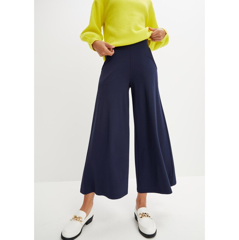 bonprix Kalhoty Culotte z viskózové směsi modrá Žena