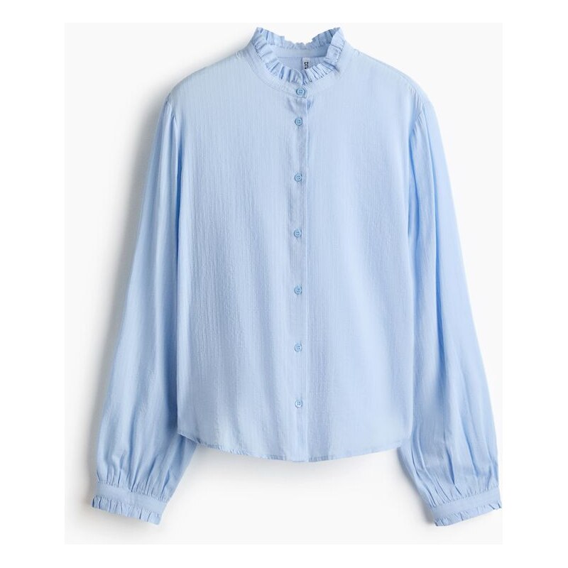 H&M - Halenkas volánkovým límečkem - Bleděmodrá