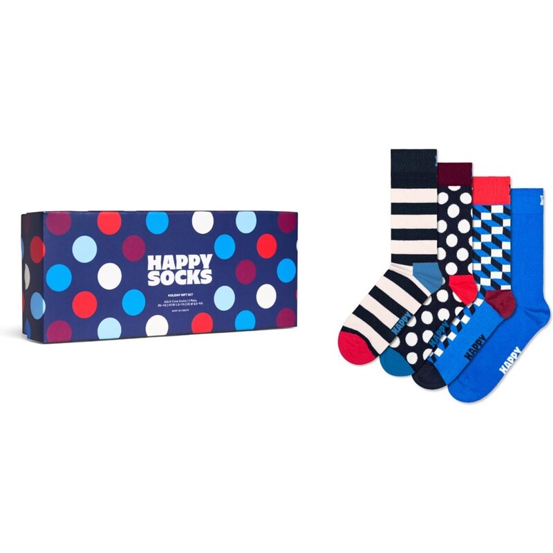 Happy Socks Ponožky 4-Pack Navy Socks Gift Set černá