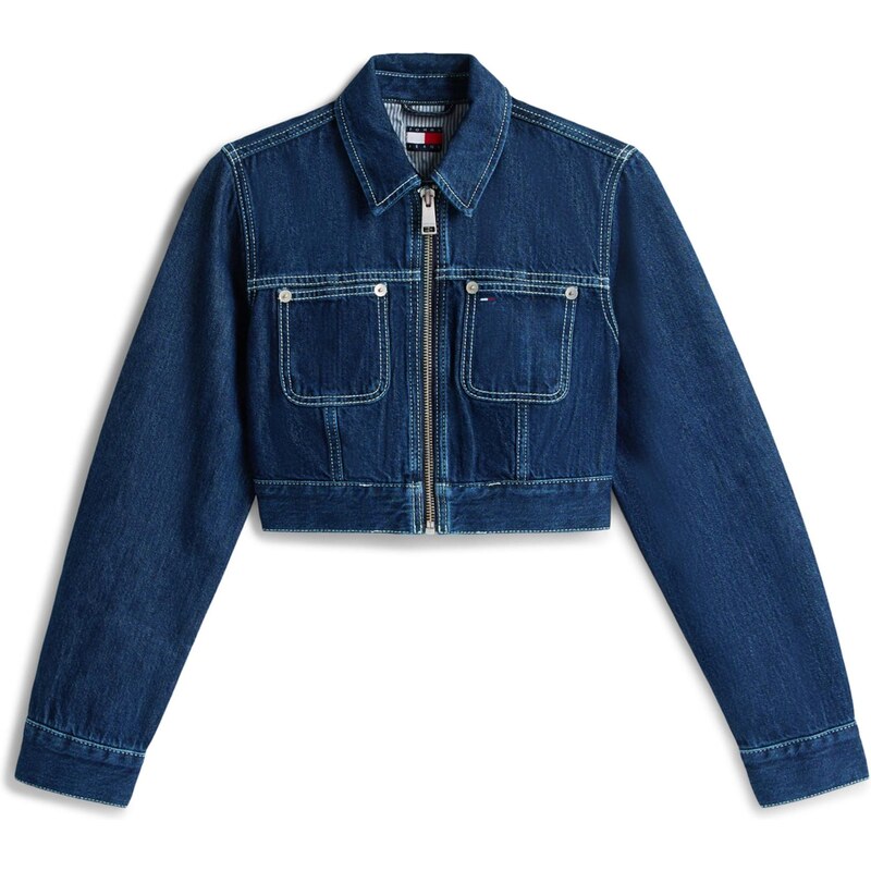 Tommy Jeans Přechodná bunda modrá džínovina 112750800