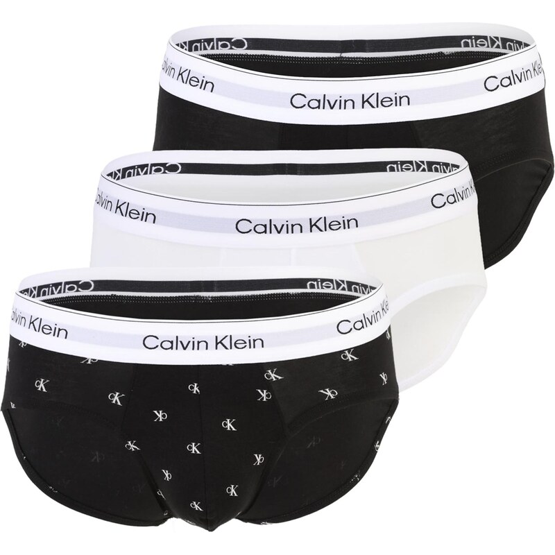 Calvin Klein Slipy světle šedá / černá / offwhite