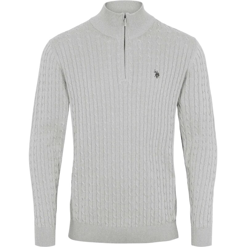 U.S. POLO ASSN. Svetr UMAmir šedý melír
