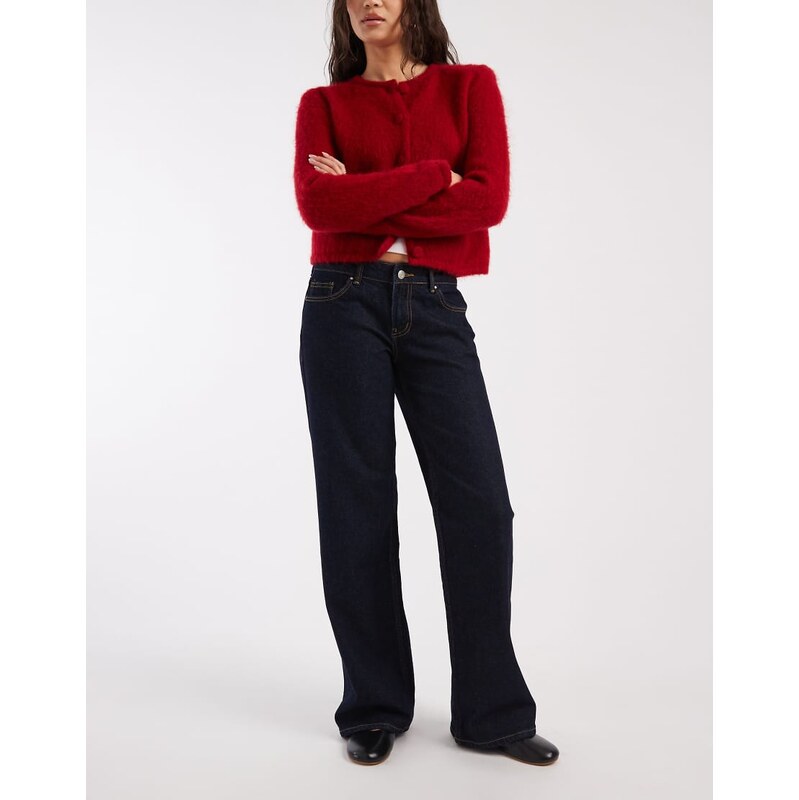 ONLY Juicy low waist wide leg jeans in rinse denim-Blue