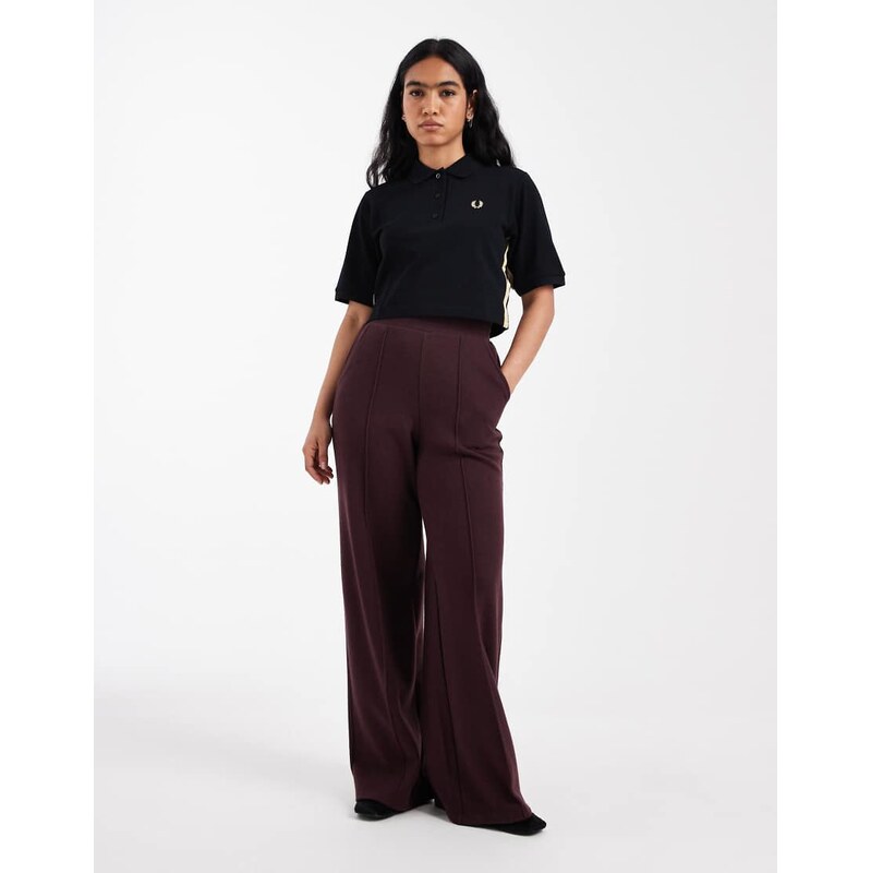 Threadbare mock knit wide leg jogger with seam detail in fig