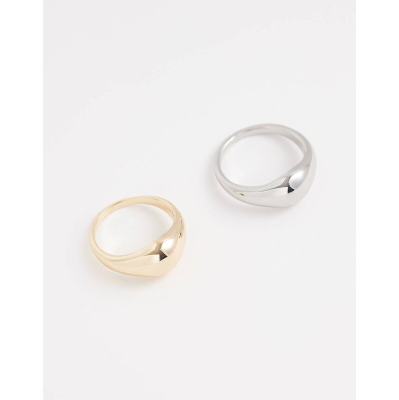 ASOS DESIGN pack of 2 bubble rings in gold and silver tone-Multi 112794176